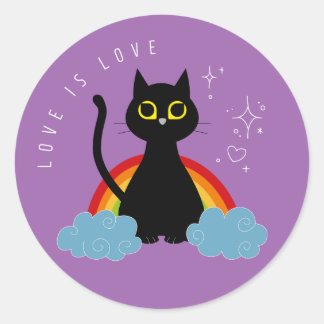 LIEBE IS LIEBE - Rainbow Black Cat Sticker