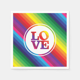LIEBE IS LIEBE Regenbogenfarben Flecken Typografie Serviette