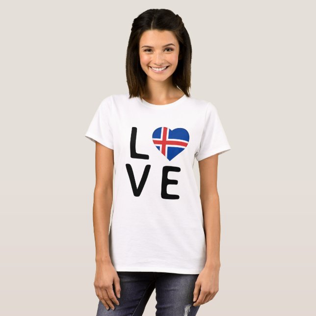 Liebe - isländische Flagge T-Shirt (Vorne ganz)