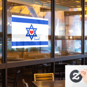 Liebe Israel, Rotherz und israelische Flaggenpatri Fensteraufkleber