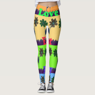 Liebe isst spielen Schönes, buntes Blumendesign Leggings