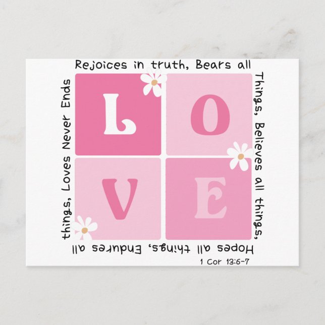 Liebe ist... 1 Cor 13:6-7 Postkarte (Vorderseite)