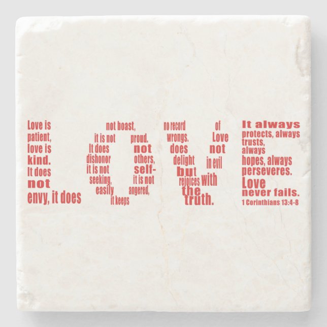 Liebe ist... 1 Korinther 13:4-8 Bibelverse Steinuntersetzer (Vorderseite)