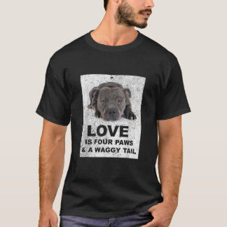Liebe ist 4 Pfoten wedelnder Schwanz Blue Stafford T-Shirt