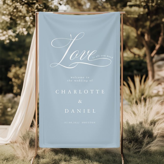 Liebe ist alles, was du brauchst! Elegant, Hochzei Banner (Love is all you need! Personalized, Elegant, welcome, wedding Banner with your names and date.)
