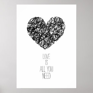 Liebe ist alles, was Sie brauchen Schwarzes Valent Poster