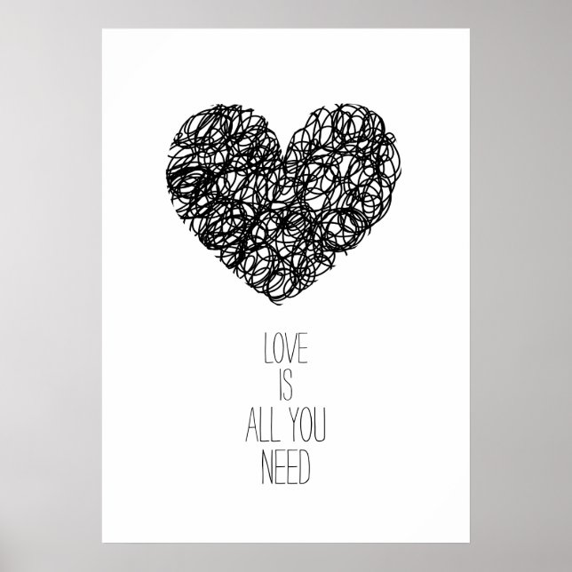 Liebe ist alles, was Sie brauchen Schwarzes Valent Poster (Vorne)