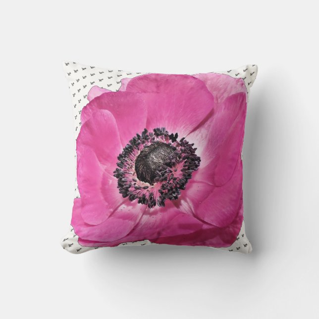 Liebe ist alles, was wir brauchen rosa Mohn floral Kissen (Vorderseite)