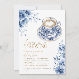 Liebe ist am Brodeln Chinoiserie Blaue Hochzeitsdu Einladung