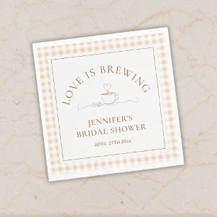 Liebe ist am Brodeln Kaffee Gingham Baby Shower Serviette