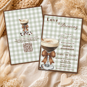 Liebe ist am Brodeln QR-Code Espresso Brautparty Einladung