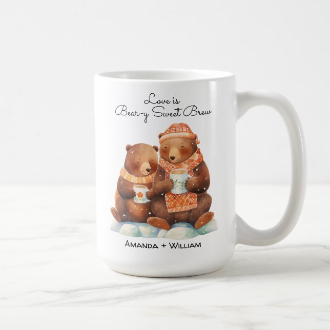 Liebe ist Bärensüße Niedlicher Cartoon Cuddle Kaffeetasse (Rechts)