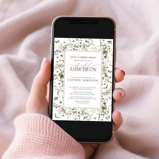 Liebe ist Berry Sweet Elegante Floral Bridal Lunch Einladung (Von Creator hochgeladen)