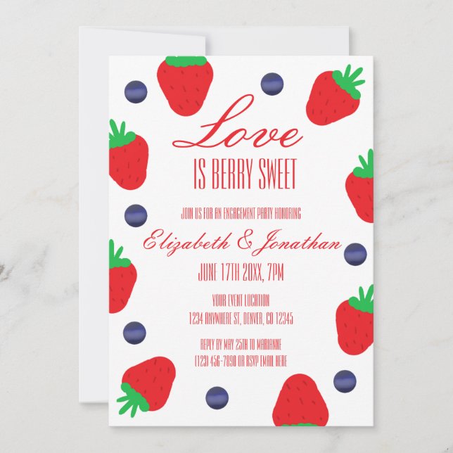 Liebe ist Berry Sweet Fruit Engagement Party Einladung (Vorderseite)