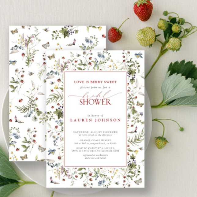 Liebe ist Berry Sweet Wildblume Rotes Brautparty Einladung (Bridal Shower Invitation!)