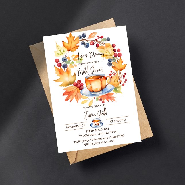 Liebe ist Bierbrauen Brautparty-Vorlage Einladung (Love is brewing fall themed bridal shower tea party template invitation digital download watercolor)