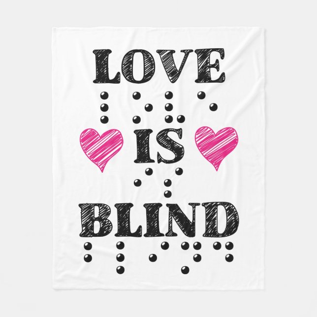 Liebe ist Blind Braille Hearts Fleecedecke (Vorderseite)