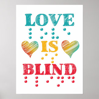 Liebe ist Blind Braille Hearts Poster