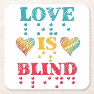 Liebe ist Blind Braille Hearts Rechteckiger Pappuntersetzer