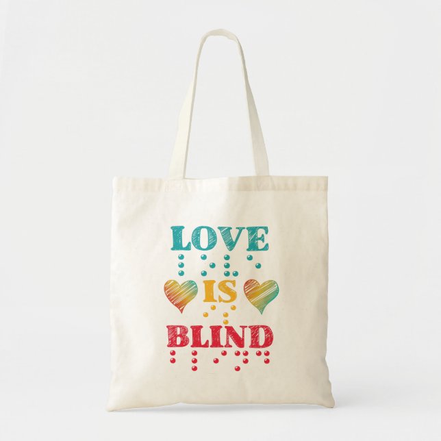 Liebe ist Blind Braille Hearts Tragetasche (Vorne)