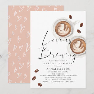 Liebe ist Brauen Cappuccino Hochzeitsbrause Einladung