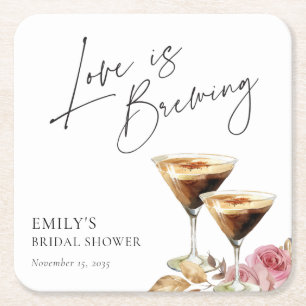Liebe ist Brauen Elegante Bridal Shower Rechteckiger Pappuntersetzer
