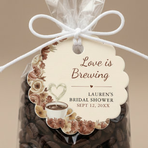 Liebe ist Brauen Floraler Kaffee Herz Brautparty Geschenkanhänger