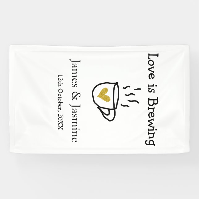 Liebe ist Brauen Kaffee Tasse Gold Herznamen Banner (Horizontal)