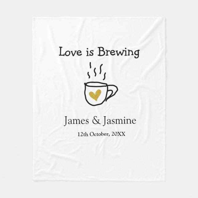 Liebe ist Brauen Kaffee Tasse Gold Herznamen Fleecedecke (Vorderseite)