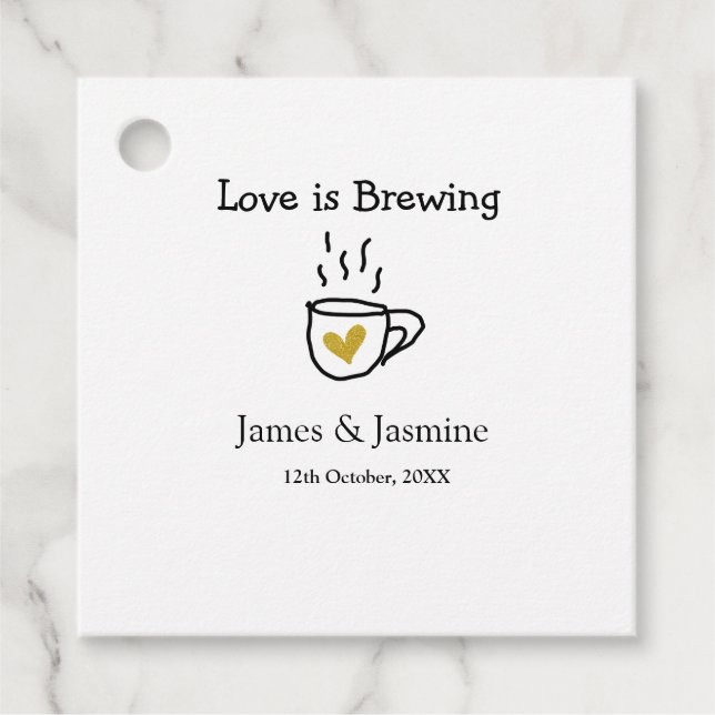 Liebe ist Brauen Kaffee Tasse Gold Herznamen Geschenkanhänger (Vorderseite)