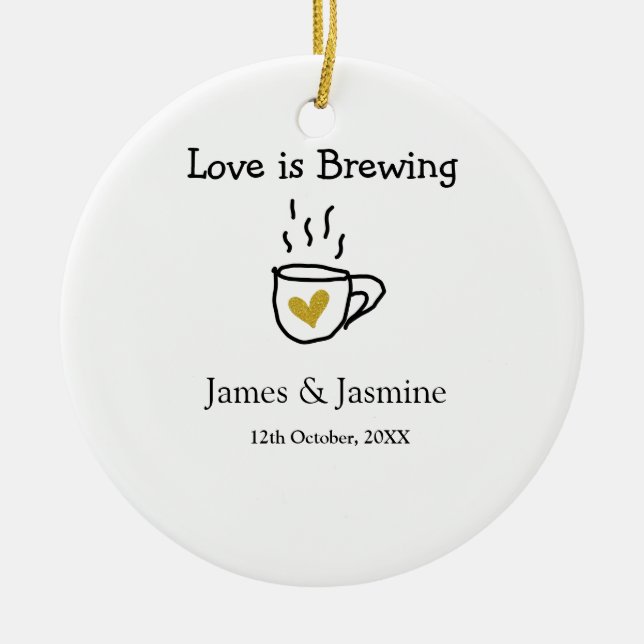 Liebe ist Brauen Kaffee Tasse Gold Herznamen Keramik Ornament (Vorne)