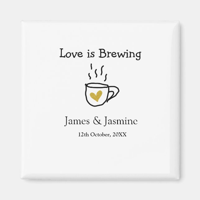 Liebe ist Brauen Kaffee Tasse Gold Herznamen Magnet (Vorne)