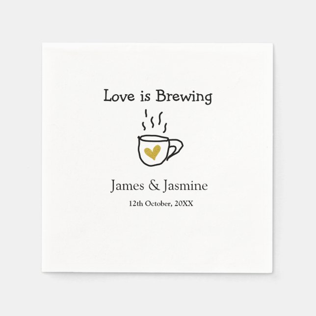Liebe ist Brauen Kaffee Tasse Gold Herznamen Serviette (Vorderseite)