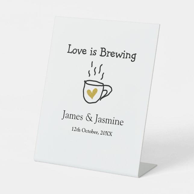 Liebe ist Brauen Kaffee Tasse Gold Herznamen Sockelschild (Vorderseite)