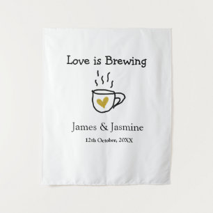 Liebe ist Brauen Kaffee Tasse Gold Herznamen Wandteppich