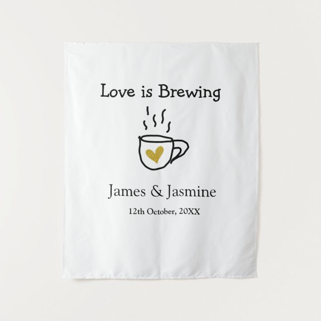 Liebe ist Brauen Kaffee Tasse Gold Herznamen Wandteppich (Vorderseite)