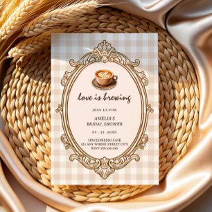 Liebe ist Brauen Tasse Gingham Brautparty Einladung