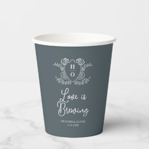 Liebe ist Brauen Vintage Crest Hochzeit Pappbecher