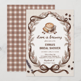 Liebe ist Brauende Kaffee Gingham Brautparty Einladung
