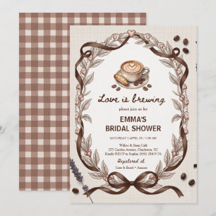 Liebe ist Brauende Kaffee Gingham Brautparty Einladung