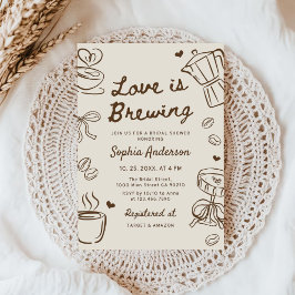 Liebe ist Brauende Kaffee Handgezeichnete Brautpar Einladung