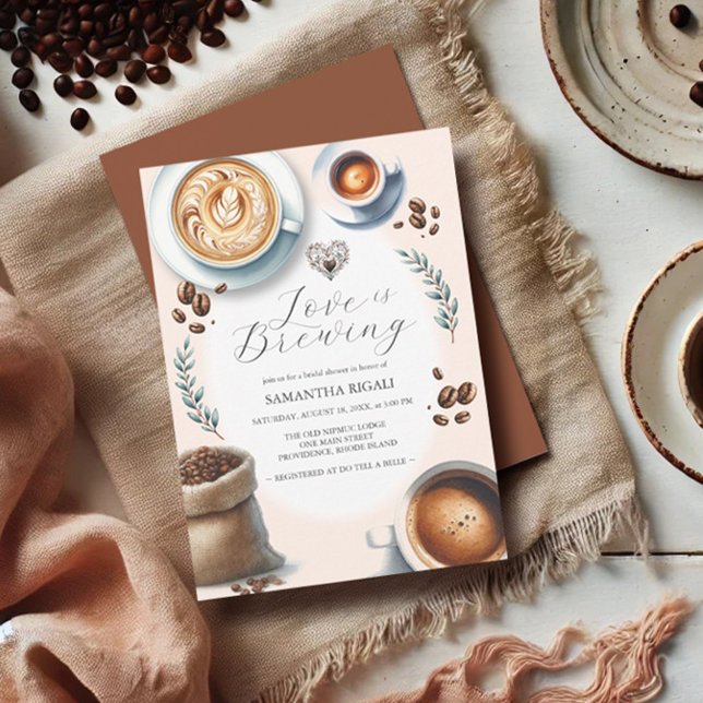 Liebe ist Brautparty-Kaffee brauen Einladung (Bridal shower invitations love is brewing coffee theme by Do Tell A Belle)