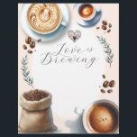 Liebe ist Brautparty-Kaffee brauen Flyer<br><div class="desc">Feiern Sie die zukünftige Braut mit unserem charmanten Flyer "Liebe ist Brewing" mit atemberaubenden Aquarellbildern von Kaffee, Latte, Espresso und Kaffeebohnen. Die warmen, einladenden Farben und die zarten Details schaffen ein gemütliches und elegantes Ambiente, das sich perfekt für Kaffeeliebhaber eignet. Diese hochwertigen Flyer sind auf Premiumpapier gedruckt und können individuell...</div>