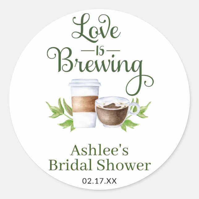 Liebe ist Brechen Kaffee Brautparty Gefälligkeitsa Runder Aufkleber (Vorderseite)
