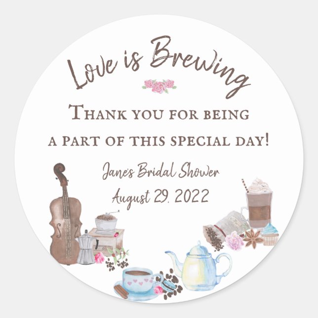 Liebe ist Brewing Brautparty Bevorzugung Stickers (Vorderseite)