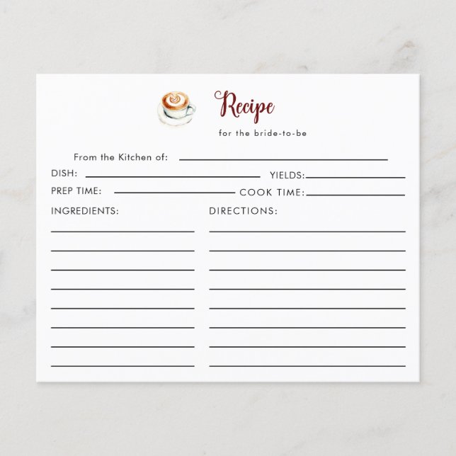 Liebe ist Brewing Brautparty Rezept Card (Vorderseite)