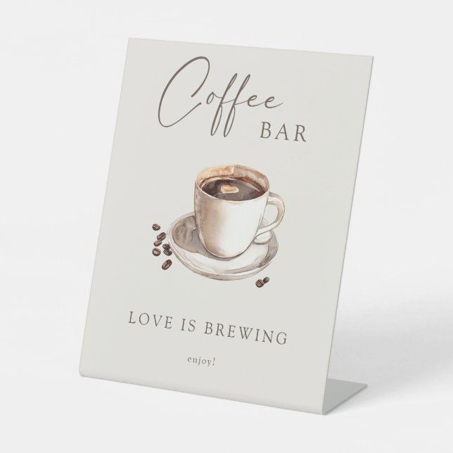 Liebe ist Brewing Coffee Bar Pedestal Zeichen Sockelschild (Vorderseite)