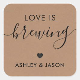 Liebe ist Brewing, Coffee Sticker, Wedding, Kraft Quadratischer Aufkleber