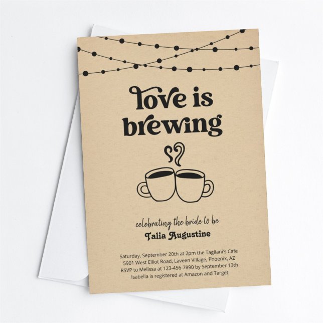 Liebe ist Brewing Coffee Tees Paare / Brautparty Einladung (Von Creator hochgeladen)
