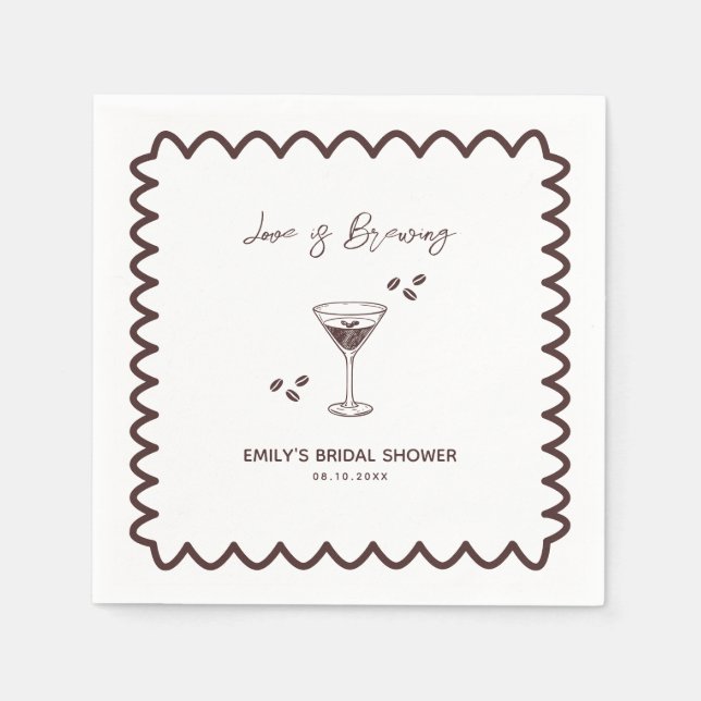 Liebe ist das Breaking Coffee Theme Brautparty Serviette (Vorderseite)